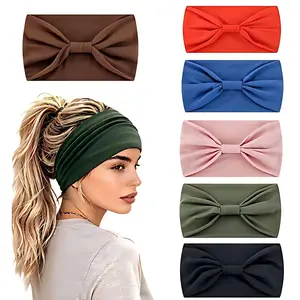 Headbands Hair Bands Headbands for Women African Headbands for Women Head Wraps 6 Pcs Hair Scarf Knotted Hairbands Black Stylish Head Wraps Wide Elastic Head Scarf for Women#SummerVibes