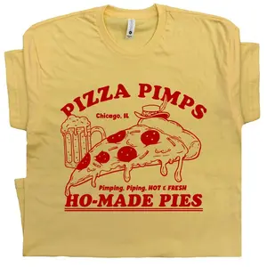 Funny Pizza Shirt Vintage Pizza Restaurant Shirt Retro Pizza Tshirt Offensive Shirts for Men Women Guys Cool Bar Pub Chicago Graphic Tee