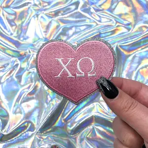 Chi Omega Heart Sorority Embroidered Patches - 2-Pack