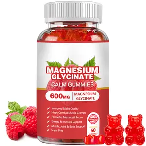 Magnesium Glycinate Gummies 600mg, Sugar Free with Magnesium L-Threonate, for Stress Relief & Sleep Support, Chewable Supplement for Adults, Raspberry Flavor
