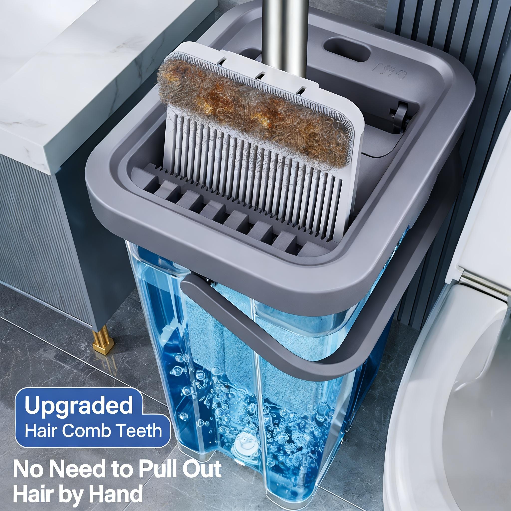 Hand Wash Free Flat Mop with Bucket And 6pcs Of Cloth for Both Dry And Wet Household Use, One Mop for Cleaning Bedrooms, Kitchens, Bathrooms, Dust Removal, And Floor Mopping