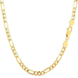 14K Yellow Gold Filled Figaro Chain Necklace, 3.2 mm Wide