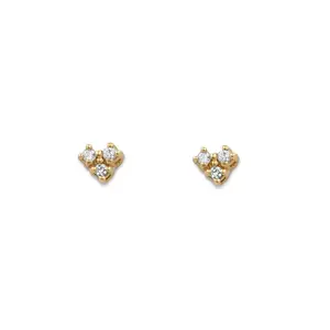 Small Diamond Stud Earrings – 14K Gold Mini Trio Diamond