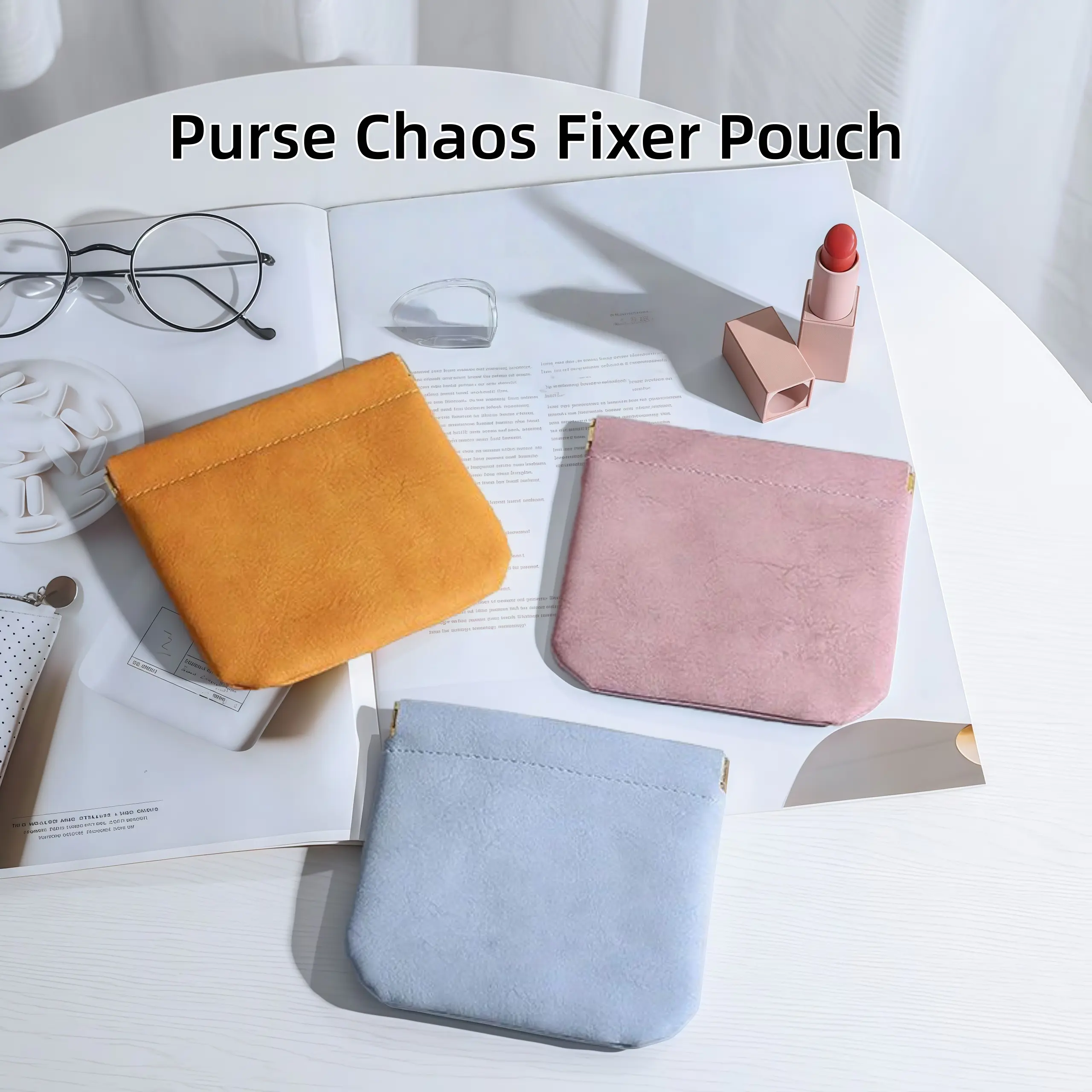 Purse Chaos Fixer Pouch Mini Auto ClosureSnappy Pouch For Keys/Changes/Coins/LipstickCards Bag, PouchWaterproof Pouch,Small TravelSet Storage Bag ，Portable Cosmetic Storage Set.Christmas gift Compact，graduation gift