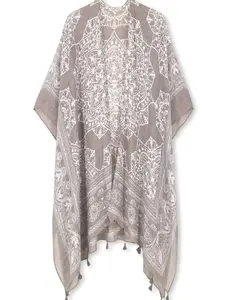 Women's Floral Tassel Kimono - Lightweight Beach Cover-Up for Summer Vacation