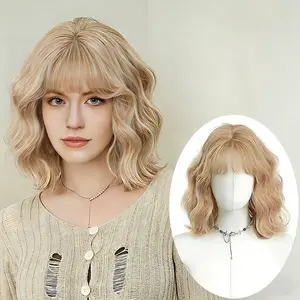 Lotfon Women's non-adhesive synthetic wig, Platinum Blonde short curly style, simulated scalp for a natural and realistic look, adjustable head circumference, comfortable fit, easy to wear, instantly changes your style Glueless Hair Wigs Straight Layered