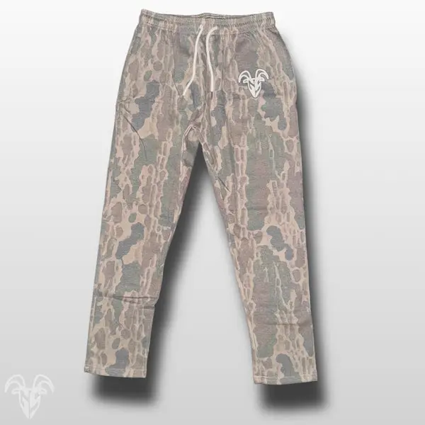 Goat Strength White Washed Camo Sweatpants, Vintage Graphic , Unisex Casual Streetwear Pants