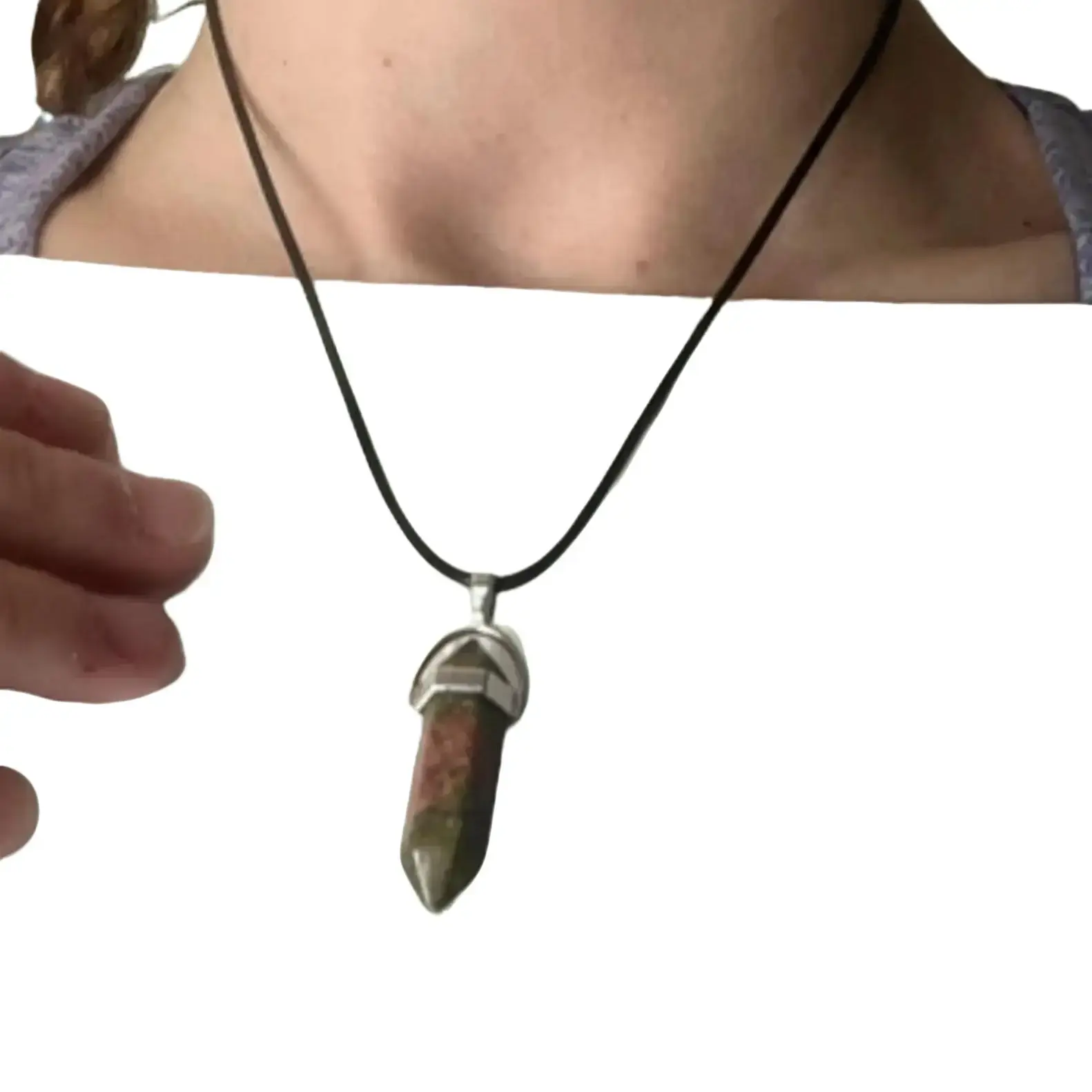 Indian Agate pendant necklace adjustable healing reiki infused genuine stone.