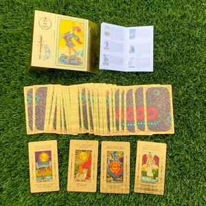 Gold Foil Tarot Cards with Guidebook for Beginners - Magnetic Box - Waterproof Tarot Card Deck - card games