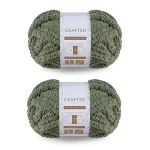 Crafted by Catherine Chunky Chenille Jumbo Yarn 2 Pack - Hand Knitting and Crocheting Super Thick Chunky Yarn - Extra Soft Bulky Fluffy Blanket Yarn (8 oz / 31.7 yards each skein)