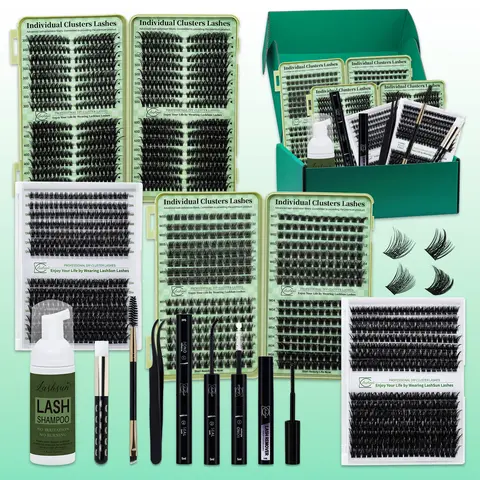 1584pcs D Curl 10 Styles False Individual Eyelashes Kit, Voluminous False Eyelashes, Volumized False Eyelashes, Lashes Set, DIY Eyelash Extensions, Mixed 8-16mm Mega Volume, Soft and Comfortable, Includes Bond&seal, Lash Remover, Brush