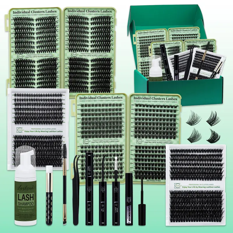 1584pcs D Curl 10 Styles False Individual Eyelashes Kit, Voluminous False Eyelashes, Volumized False Eyelashes, Lashes Set, DIY Eyelash Extensions, Mixed 8-16mm Mega Volume, Soft and Comfortable, Includes Bond&seal, Lash Remover, Brush