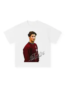 Youth Cr7 Commemorative Edition C Ronaldo Early Portugal Team Portrait Signature Loose Short Sleeve T-Shirt, Casual Long Top, All Seasons