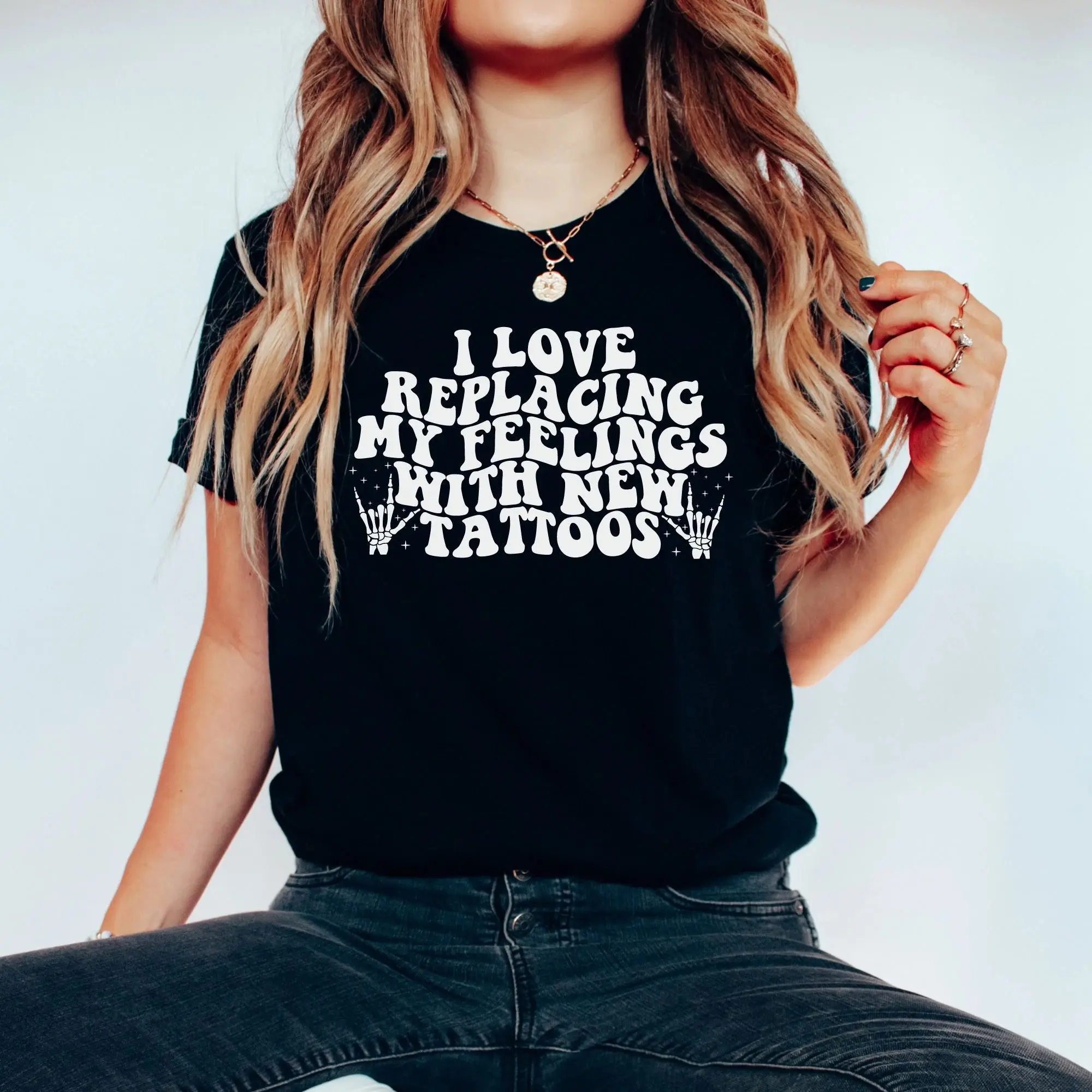 Tattoos Shirt, Tattoo Tees, Inked Shirt, Tatted Shirt, I Love Replacing My Feelings with New Tattoos, Funny Tattoo Lover Shirt Gift
