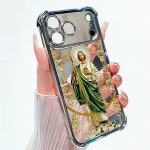 CAFELE Religious Pattern Phone Case for iPhone 17 16 15 14 13 Series Transparent Protective Cover Electroplated Corners Shockproof Cushion Bumper Durable Case Compatible with Pro Max Plus,US Local Fast Shipping