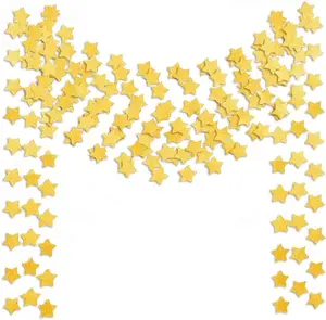 6 Pcs Gold Glitter Star Paper Garland Twinkle Bunting Banner Hanging Decorations for Christmas Birthday Party Golden Sparkling Stars for Bridal Showers Wedding Baby Shower Holiday Supplies (50 Feet)