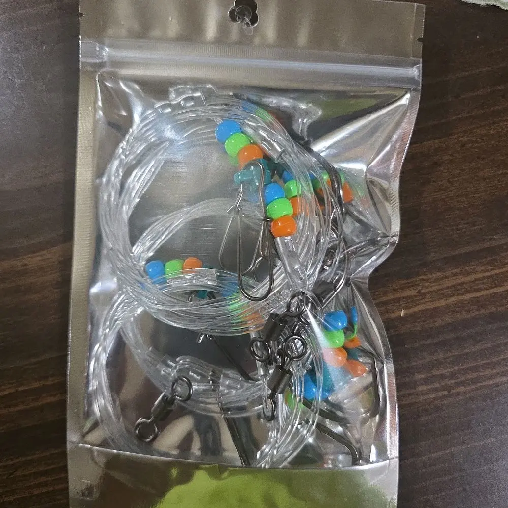 12/0 Saltwater Fishing Leaders with Colorful Beads for Enhanced Visibility and Durability 4ft long 250lb leader line 200lb swivel comes 5 in a pack