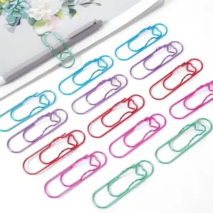 15 count Heart Pen Clips, Paperclip Pen Holder, Metal Heart Paper Clips for Notebook, Notepads, Office Supplies (5 Colors)