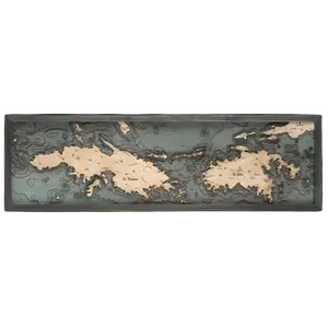 St. Thomas / St. John, U.S. Virgin Islands 3-D Nautical Wood Chart, Narrow, 13.5" x 43'