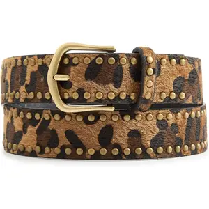 Graduation Gift Faux Leather Leopard Belt Fashion Gold Buckle Cheetah Print Belts for Women