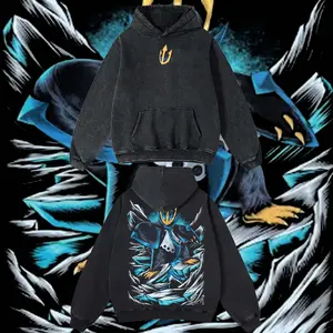 AnimeClothing Limited Empoleon - PKM#1 anime Hoodie Tshirt Acid Washed Heavyweight Cotton Tshirt, 100% Cotton retro Washed anime t-shirt, vintage streetwear tee, Y2K graphic top