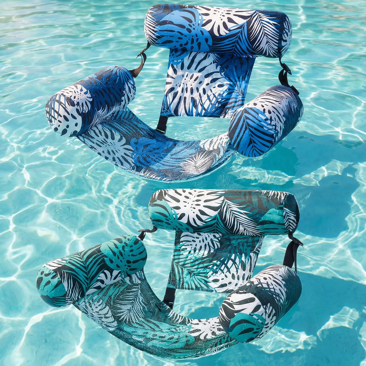 1Pack Leaf Design Floating Lounge Chair - Adult Inflatable Pool Chair, Portable Summer Beach Float, Suitable For Beach, Lake, And Pool Parties