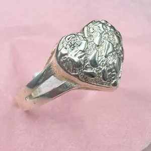 925 Sterling Silver Nugget Heart Rings