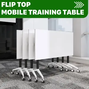 A mobile training table with a heavy-duty metal frame and silent 360° universal casters, which can be easily folded, combined and stored, and is suitable for office scenarios such as conference rooms, classrooms and reception rooms.