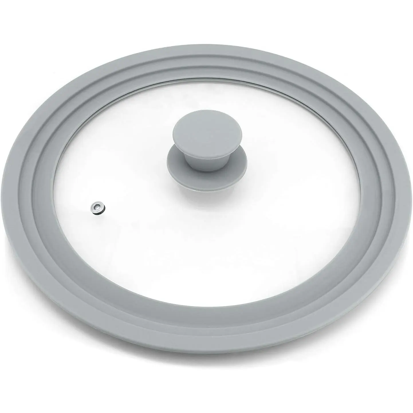 Universal Lid for Pots, Pans and Skillets, Tempered Glass with  Rim Fits All 9 to 11 Inch Diameter Cookware, Replacement Lid, Grey