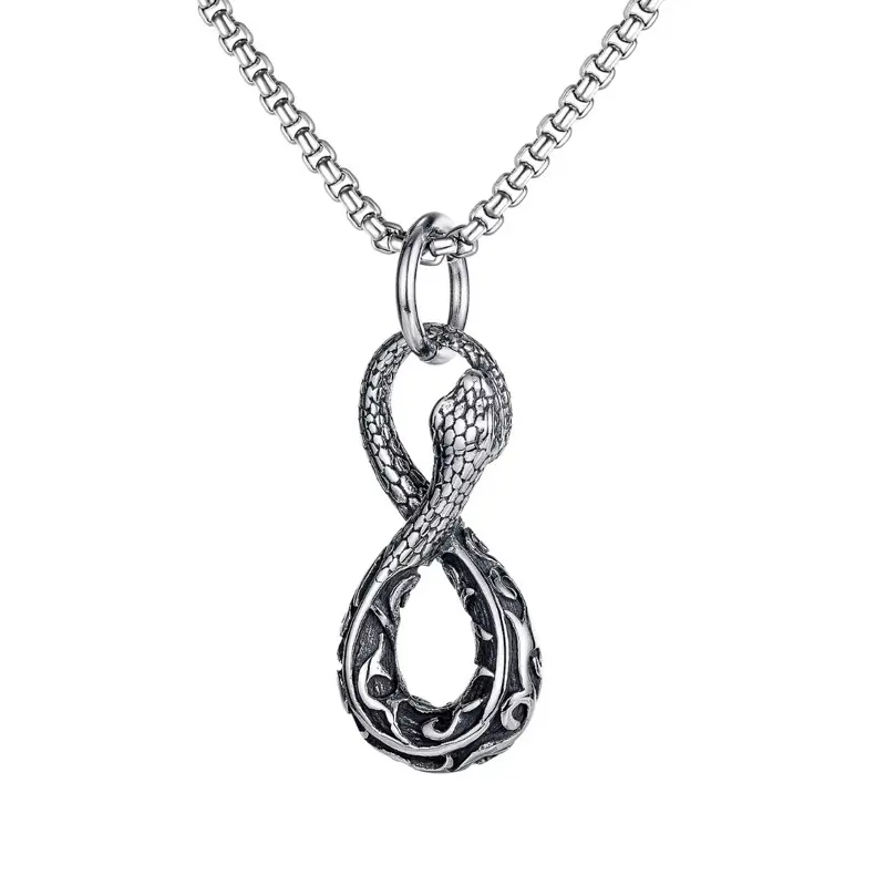 Stainless Steel Snake Necklace – Bold Snake Pendant Chain Jewelry