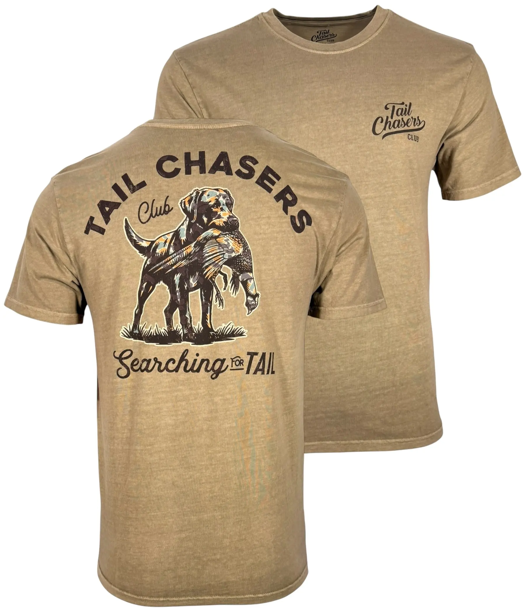 Tail Chaser Men's Dog Camo Graphic T-Shirt, Casual Streetwear Short Sleeve Crew Neck in 100% Cotton