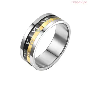 Rotating Roman Numeral Ring — Titanium Steel Unisex Band with Spinning Roman Numerals, Vacuum Electroplated Fade‑Resistant Finish, Adjustable Comfortable Fit, Minimalist Fashion & Niche Trend, Hypoallergenic Everyday Wear, Couple/Anniversary Gift