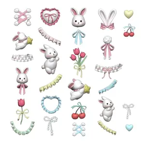 Nail Art Border Bunny Mold 3D Cherry Tulip Template, Creative Nail Design Tool, Perfect for DIY Manicure, Easy to Use