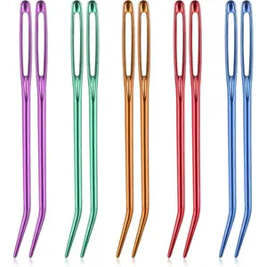 10 Pack Yarn Needles, Large Eye Blunt Tip Tapestry Darning Weaving Sewing Needles for Crochet and Knitting, Bent Straight Weaving Needle Tools for Sewing, Embroidery, Mending Projects (5 Colors