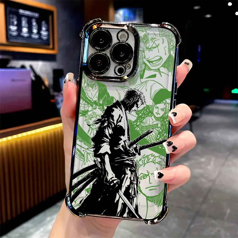 Zoro Theme Anime Pirates TPU Plastic Smartphone Case - Transparent Cover, Soft Flexible, Anti-Drop Shield, After-Sales Support, Mobile Phone Accessories for iPhone 17,16e,16,15,14,13,12,11 Mini/Pro/Max,Air,X,XR,XS Max,8,7 Plus