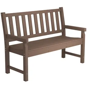 2-Person Garden Bench Outdoor Seating For Two With Gentle Curve For Comfort Wood Look Blends Into Garden Or Indoor Space