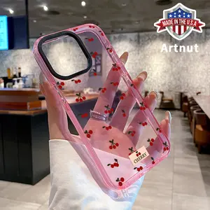 Phone case for iPhone 16 Pro Max 15 Plus 14 13 12 11 Cherry Delight Pattern Non-Yellowing Shockproof Soft Silicone Transparent Cover