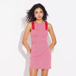 Women's Bow-Tie Shoulder Mini Dress - Wild Fable Red Gingham Check XXL