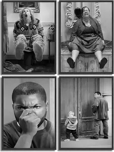 Funny Bathroom Poster Black and White Wall Decor Movie Posters Prints Vintage Humor for Toilet Restroom Signs Classic Design