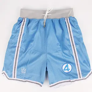 Fantastic Four Embroidered Blue Shorts Men's Basketball Shorts Workout Sport Knee Pants with Pockets Athletic Sweat Walking Summer Shorts