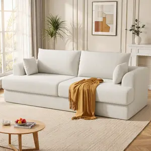 84-inch two-seater sofa, frameless modular sofa, suitable for living rooms, cloud-shaped design, deep seat, easy to assemble, suitable for small spaces, one piece.