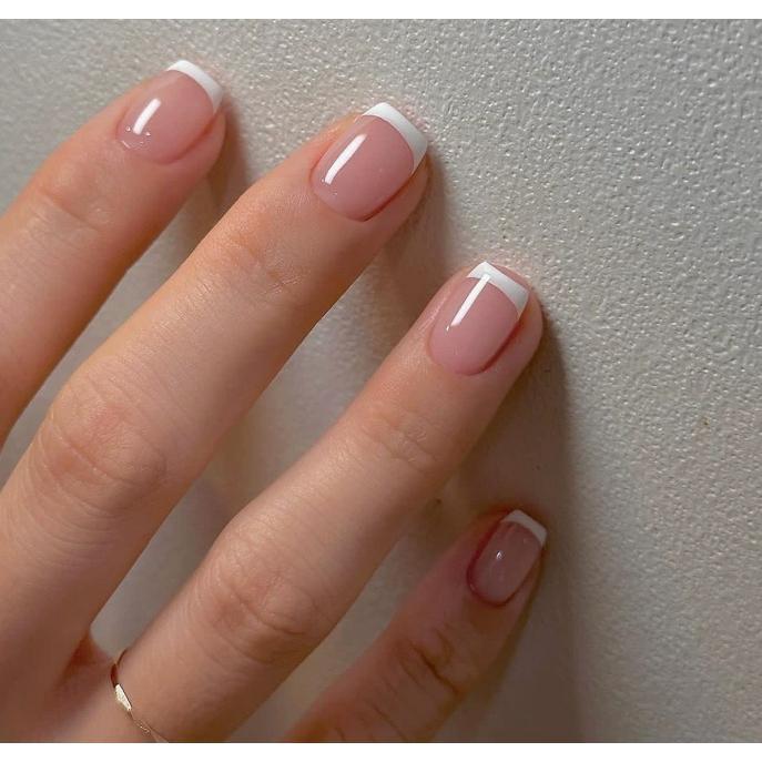 24 Pieces European and American Wearable Nail Tips Short French Fake Nails Extension Detachable Nails Wholesale 24 Pieces European and American Wearable Nail Tips Short French Fake Nails Extension Detachable Nails Wholesale