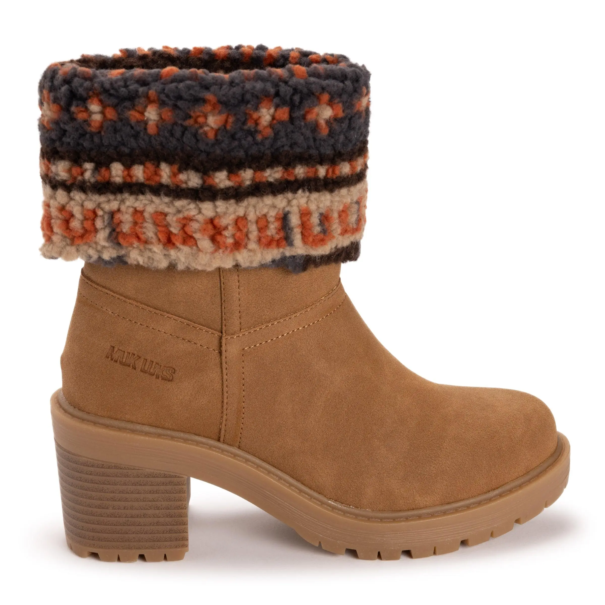 Muk Luks Women's Londyn Mid-Calf Walking Booties - Casual Footwear with Knit Fold-Over Cuff, Side Zip, Memory Foam Insole