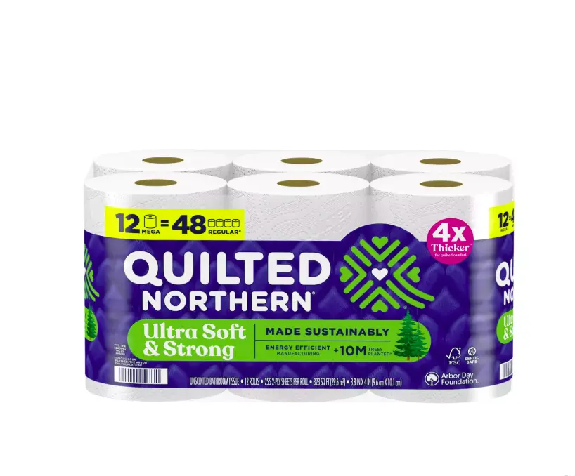 Quilted Northern Ultra Soft & Strong 2-Ply Toilet Paper, 12 Mega Rolls, 295 Sheets Per Roll Pack
