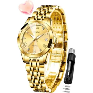 OLEVS Women Watch Business Dress Small Stainless Steel Ladies Dress Wrist Watch Analog Date Waterproof