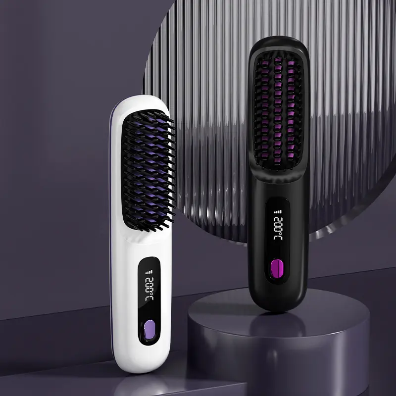 Wireless Negative Ion Hair Straightener Brush - Cordless 199M Beauty & Personal Care Tool, 3 Temp Settings, 20s Fast Heating, Anti-Scald, Lightweight, Comfortable Experience, Quickly Heat Up, Portable for Travel