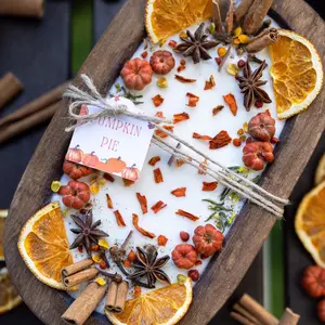 Large Wooden Fall Candle/Autumn Season/Pumpkin Orange Decoration