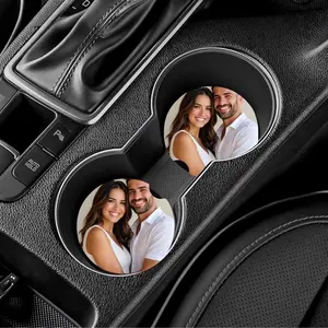 Custom Photo Car Coasters Set Of 2 Personalized Couple Design for Drinks Protection