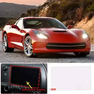 One-piece tempered glass screen protector set for car navigation screens, suitable for 2014-2019 Corvette C7 models