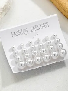12 Pairs Pearl Earrings Set for Women, 24 Pieces Hypoallergenic Stud Earrings on Card, Classic Faux Pearl Earring Bulk Assorted Sizes & Colors – Fashion Jewelry Gift for Halloween Thanksgiving Christmas New Year